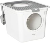 PawHut Cat Litter Box Pet Toilet Enclosed Kitten Pan w/ Front Entrance Top exit Scoop, White