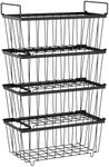 iSPECLE Freezer Organizer Bins - 4 Pack Stackable Chest Freezer Organizer for 7 Cu.FT Deep Freezer Sort Frozen Food, Easily Get Food from the Bottom with Side Handles Add Storage Space, Black