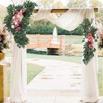 Wedding Arch Flowers Kit with White Draping Fabric(Pack of 3)- Artificial Flowers and Drapes,Arch Decorations for Wedding Ceremony Arbor Floral Arrangement for Outdoor,Burgundy