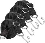JETAINE Bungee Cords With Hooks, 4 Pack Adjustable Bungee Straps, 80CM Long Flat elastic Rope with Hooks, Large Heavy Duty Rubber Elastic Straps with Metal Buckle for Bike Camping Luggage Roof Racks