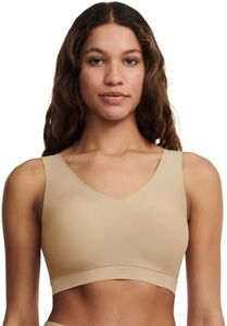 Chantelle Women's Soft Stretch Padded V-Neck Bra Top, Ultra Nude, Medium-Large