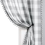 White Grey Buffalo Check Curtains 84inch Long Farmhouse Gingham Linen Semi Sheer Rustic Drapes Window Treatment Sets for Living Room Bedroom 2 Panels Rod Pocket