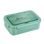 Bento Box -Food Grade PP5 Material Bento Box, High Temperature Resistant, Keep Warm, Easy to Carry, 1400ML Lunch Pack Box with 3 Compartments Grid and Cutlery