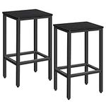 MAHANCRIS Bar Stools, Set of 2 Bar Chairs with Footrest, 2-Piece Dining Stools, 25.8-Inch Height, Rectangular Industrial Bar Stools, Strong Metal Frame, for Dining Room, Kitchen, Black BAHB0101