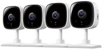 Tapo 1080P Indoor Wired Security Camera - Works as a Baby & Pet Monitor, Motion Detection, 2-Way Audio, Siren, Night Vision, Subscription-Free Local or Optional Cloud, Works with Alexa, C100(4-Pack)