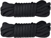 OROOTL Sailing Boats Marine Rope - Premium Mooring Ropes Lines Anchor Shock Absorbing for Yacht Boat Black(L:16.5 Ft/ 25 Ft/ 50Ft, D:3/8", 1/2", 5/8", Eyelet: 12")