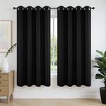 Joydeco Blackout Curtains 63 Inchs Long 52 Wide Black Out Curtains 2 Panels, Thermal Insulated Long Curtain& Drapes, Room Darkening Grommet Drapes for Living Bedroom Window (W52 x L63 Inch, Black)