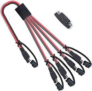 POWISER SAE 4 to 1 Extension Cable Quick Disconnect Connector, 1 SAE Polarity Reverse Adaptors, for Automotive, Solar Panel SAE Plug