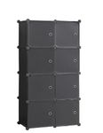 KRISHYAM® Portable Collapsible Plastic Wardrobe Closets 8 Storage Cube Closets with 1 Hanging Rod & 8 Doors,Multipurpose Kids Wardrobe for Baby Clothes/Book/Towels/Toy/Shoes (Black)