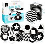 merka High Contrast Baby Toys for Newborn, Mold Free Bath Toys Black and White Cards for Babies, Set of 30 Floating Flashcards, Sensory Learning, Baby Visual Stimulation Cards