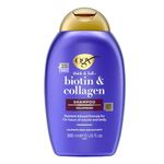 OGX Thick & Full + Biotin & Collagen Volumizing Shampoo for Thin Hair, Thickening Shampoo with Vitamin B7 & Hydrolyzed Wheat Protein, Paraben-Free, Sulfate-Free Surfactants, 385ml