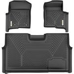 YITAMOTOR Floor Mats Compatible with 2010-2014 Ford F-150 F150 SuperCrew/Crew Cab with 1st Row Bucket Seat, Custom Fit 2 Row Set (Front & 2nd Seat), Black TPE All-Weather Guard