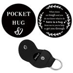 CREATCABIN 1 Set Pocket Hug Token Heart Pattern Long Distance Relationship Keepsake Keychain Stainless Steel Double Sided with PU Leather Keychain Gift for Friendship Women Girlfriend Bestie 1.2Inch