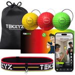 TEKXYZ® Reflex Ball with Counter App | Online Community for Boxing Ball, Perfect for Reaction, Agility, Punching Speed, Fight Skill and Hand Eye Coordination | Stocking Stuffer Gift for All Ages