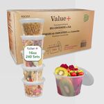 Value Plus (16 oz, 240 Count) Deli Containers For Food Storage With Airtight Lids, Takeout Plastic Containers, BPA Free, Stackable, Leakproof, Microwave, Dishwasher and Freezer Safe