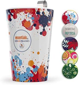 Steep & Strain Ceramic Tea Mug - Insulated Cup with Tea Infuser - Available in 8 Patterns - Comes with Free Silicone Lid - Paint Splatter