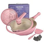 Tiborang 8 in 1 Frying Pans Nonstick,11" Frying Pan with Lid,Steamer for Cooking,All in One Pan Cookware for All Stoves,Woks & Stir-Fry Pans Nonstick,Saute Pan PFAS-Free/PFOA-Free(Dusty Rose)