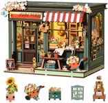 Book Nook Kit - DIY Miniature House Kit with LED Light, Flower Shop Wooden Bookshelf Decor, 3D Puzzles for Adults, Home Office Shelf Decoration, Creative Gift for Women, Book Lovers