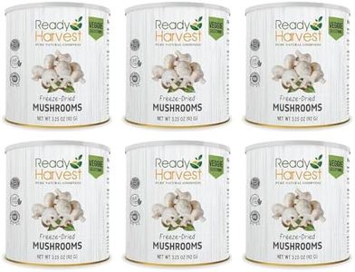 Ready Harvest Freeze-Dried Mushroom for Emergency Food Supply | Camper Must-Haves Camping Essentials | Hurricane Preparedness Items, Survival Food, Pantry Staples | 25-Year Shelf Life | 6 cans