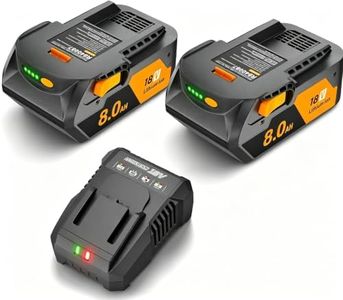 2Pack 8.0Ah Replacement for Ridgid 18V Battery and Charger Compatible with Ridgid 18 Volt Lithium Battery R840087 R840085 R840086 R840089 R840083 AC840087P AC840085 AC840086 AC840089 Cordless Tools