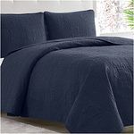 Mellanni Bedspread Coverlet Set Navy - Comforter Bedding Cover - Oversized 3-Piece Quilt Set (Full/Queen, Navy)