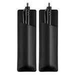 KINBOM 2pcs Leather Magnetic Pen Holder for Refrigerator PU Leather Pen Pouch Holder for Fridge or Other Metal Surfaces (Black)