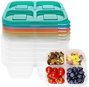 Finorder 4-Compartment Food Containers, Reusable Snack Container for Kids School, Office, Picnic, Portable Snack Lunch Box Meal Prep Containers, Set of 6 (Dark Color Set)