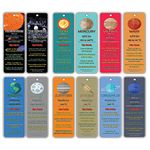 Creanoso Outer Space Planets Universe Fun Facts Bookmark Cards (60-Pack)- Astronomy Sun Venus Mars Earth Moon Jupiter Saturn - Astrophysics Party Favors - Teacher Classroom Incentive Giveaways