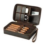 Contacts Portable Travel Humidor with Cigar Cutter and Lighter slot, Leather 4 Cigars Case (no accessories/cigar),Multifunctional Cigar Accessory Organizer Box with wrist strap