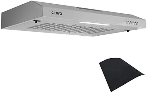 CIARRA Cooker Hood 60 cm 3 Power Levels Exhaust Air Recirculation Base Hood (Silver), Compatible CBCS6903 Carbon Filter