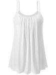 ROSYLINE Womens Camisoles with Built in Shelf Bra Casual Flowy Cami with Adjustable Straps Tank Loose Fit Size White 2XL