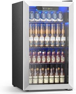 26 Bottle Wine Cooler Refrigerator, Small Freestanding Wine Fridge for Red, White and Champagne, Built-in Wine Cellar with Stainless Steel Glass Door, 40-66F Digital Temperature Control, Indoor Use