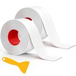 Fixmend 2 Rolls Caulking Tape, Self Adhesive Sealant Caulk Strip, Waterproof Sealing Tape for Kitchen, Bathroom, Bathtub, Toilet, Wall Floor, Countertop Edge Protector (White 126 x 1.5in)