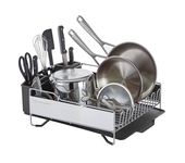 KitchenAid - Dish Drying Rack, Rust Resistant Large Dish Rack for Kitchen Counter with Drainboard, Utensil Holder and High Capacity Dish Drainer, Light Grey
