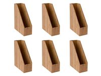 OSCO Bamboo Magazine Rack | 6 Pack | Folder Storage | File Organiser | Desk & Shelf Filing | Document Holder | Office Paperwork | Brochure & Magazine Display | H32 x W10 x D25.5 cm |