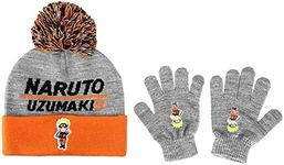 Naruto Shippuden Cuffed Beanie Hat with Pom and Gloves Combo Set for kids