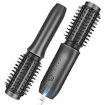 Cordless Curling Iron Brush, 2024 New Portable Travel Curling Iron Mini Brush for Women, 7000Mah USB Rechargeable Curling Wand Brush with Negative Ion, Black