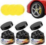 Tire Wax Tire Coating Paste,Long Lasting Car Tire Shine Nourish Cream,Waterproof & UV Protection,Plastic Trim Restorer Black with Sponge Applicator, for Car, Truck, Motorcycle, RV & More (100g-3PC)