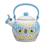 Enamel Whistling Teapot Tea Kettle Teakettle Stovetop Gas Hob Induction Hob, 2.0 Litre - Gourmet Art Owl Design