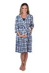 Baby Be Mine Maternity Labor Delivery Nursing Robe Hospital Bag Must Have (L/XL pre Pregnancy 12-18, Blue Gingham)