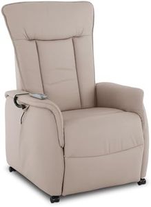 Raburg, Fernsehsessel mit Aufstehhilfe, TV-Sessel mit Liegefunktion, elektrisch verstellbar, Komfortschaum-Polsterung, Fernbedienung, 120 kg belastbar, Echtleder & Kunstleder, Marie, Hellgrau