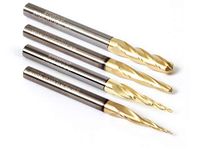 Yonico Router Bits CNC End Mill Solid Carbide Spiral Tapered Ballnose ZRN Coated 4 Bit 1/4-Inch Shank 37004-SC