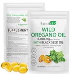 Oregano Oil-165mg Carvacrol-Oregano Oil Capsules | Cold-Pressed | Organic 6000mg Oregano Herbal Supplement– with Black Seed Oil–120 Count