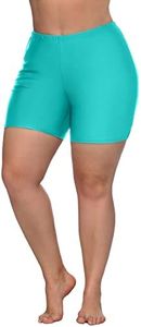 ATTRACO Women Swim Shorts Plus Size Bikini Bottom Tummy Control Board Shorts 2X Aqua