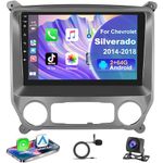 Podofo 10.1 Inch Carplay for Chevrolet Silverado 2014-2018,2+64G Android 13 Car Radio Touchscreen Support Android Auto,Mirror Link,Bluetooth,GPS,WiFi,SWC,FM&RDS Radio+AHD Backup Camera+MIC