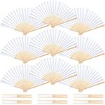 DomeStar 15PCS White Folding Paper Fans, Foldable Hand Fan Bamboo Fan Handheld White Fans for Wedding Summer Party DIY Craft Home Decoration