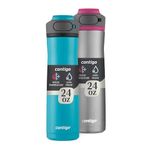 Contigo Cortland Chill 2.0 Water Bottle with AUTOSEAL Lid | Stainless Steel Water Bottle, 24 oz., 2-Pack, Juniper & Dragon Fruit