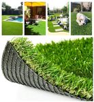 Deluxe Realistic Artificial Grass Turf 3.3FTX5FT, 70 oz Face Weight/Drainage Holes/Rubber Backing, Indoor Outdoor Pet Faux Synthetic Grass Astro Rug Carpet for Garden Backyard Patio Balcony