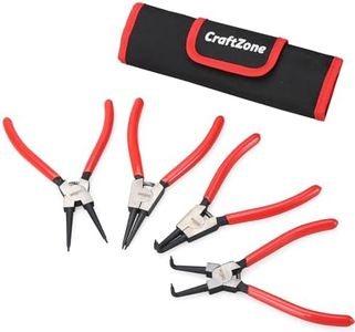 4-Piece Snap Ring Pliers Set – Internal and External C-Clip Pliers, Snap Ring Tool Kit for Removing/Installing Retaining Rings, Heavy Duty Carbon Steel