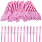 100pcs Disposable Eyelash Mascara Brushes Wands, MH MOIHSING Silicone Eyelash Brushes Wand Eyebrow Applicator Eyelash Extension Supplies Makeup Brush Tool Kits (Pink)